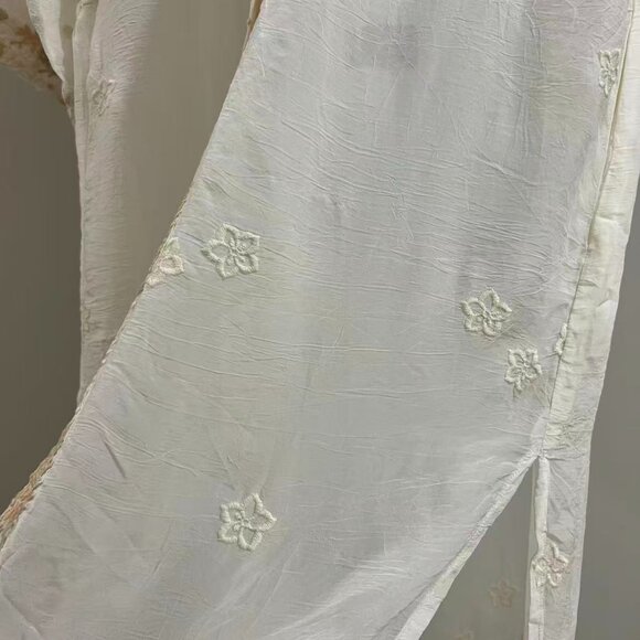 NWOT Johnny Was Kimono Embroidered Floral Jacket Coat Cream Ivory Size S - Picture 8 of 16